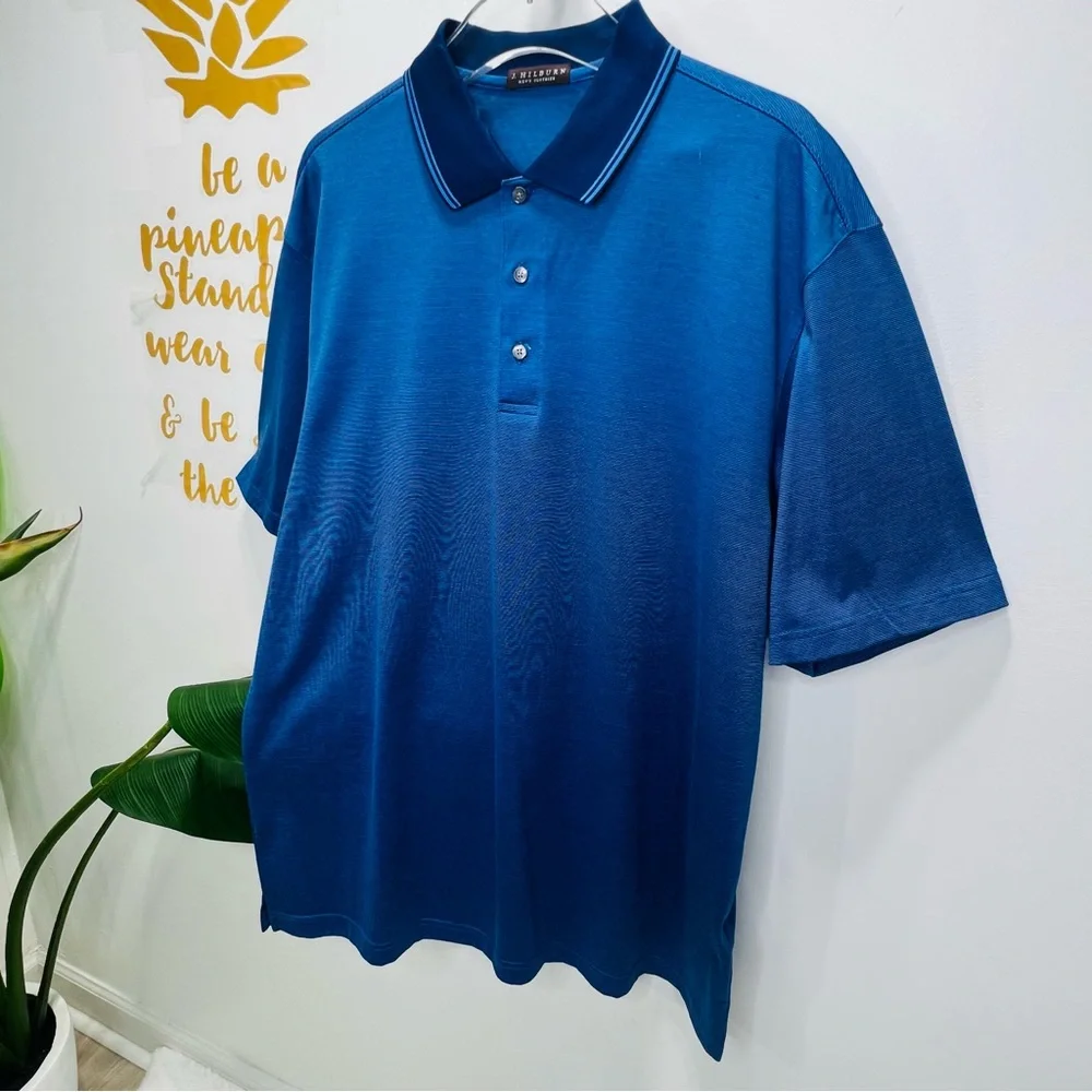 J. HILBURN Men’s Blue Polo Shirt Short Sleeve Custom Knit Polo Shirt XL - Picture 3 of 10